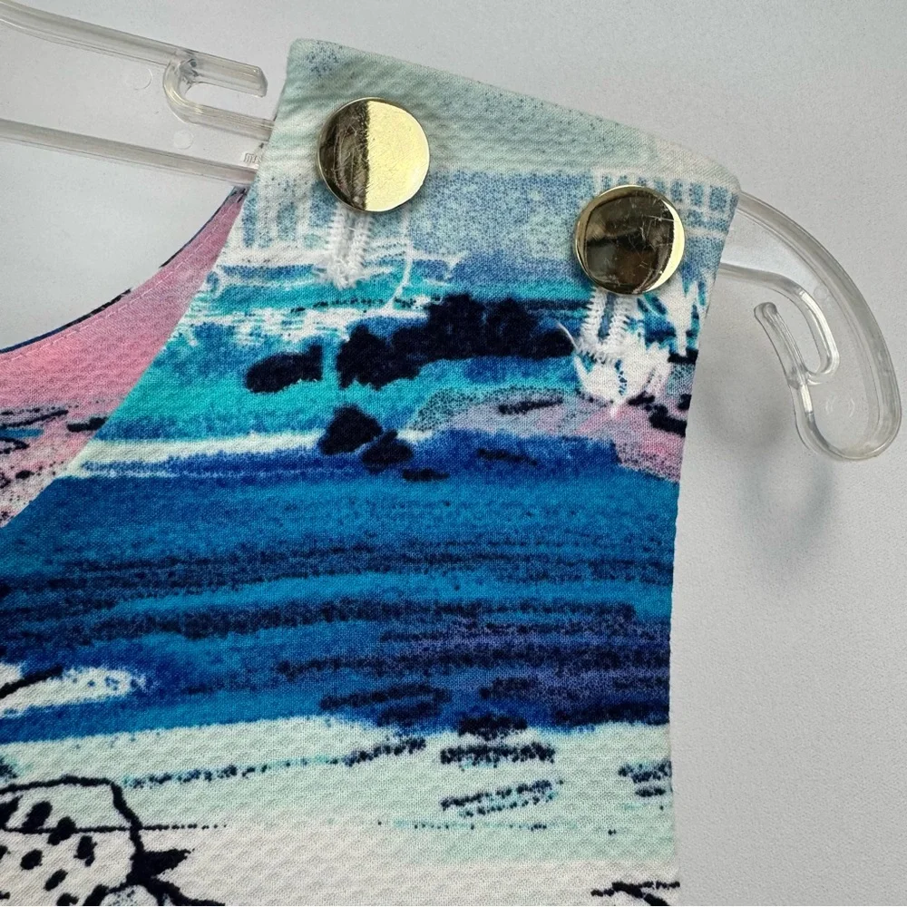 Talbots Seaside Harbor Sheath Dress Watercolor Print Women's‎ Size 14P